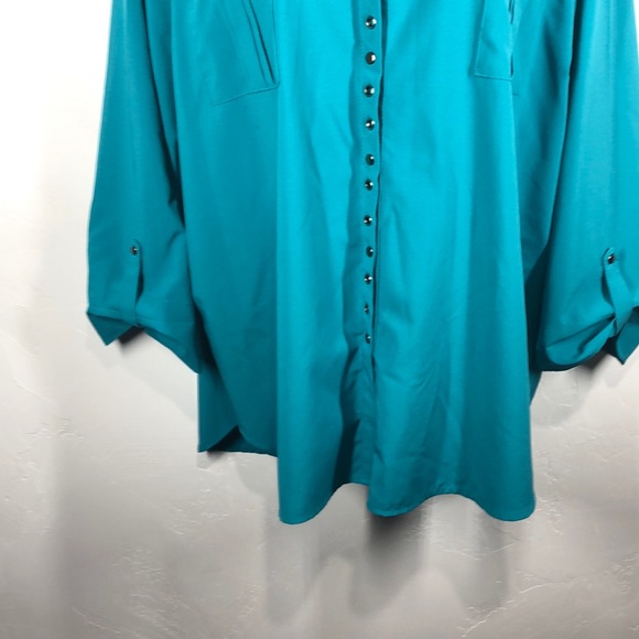 N Touch teal snap button blouse size 3X - Picture 3 of 11
